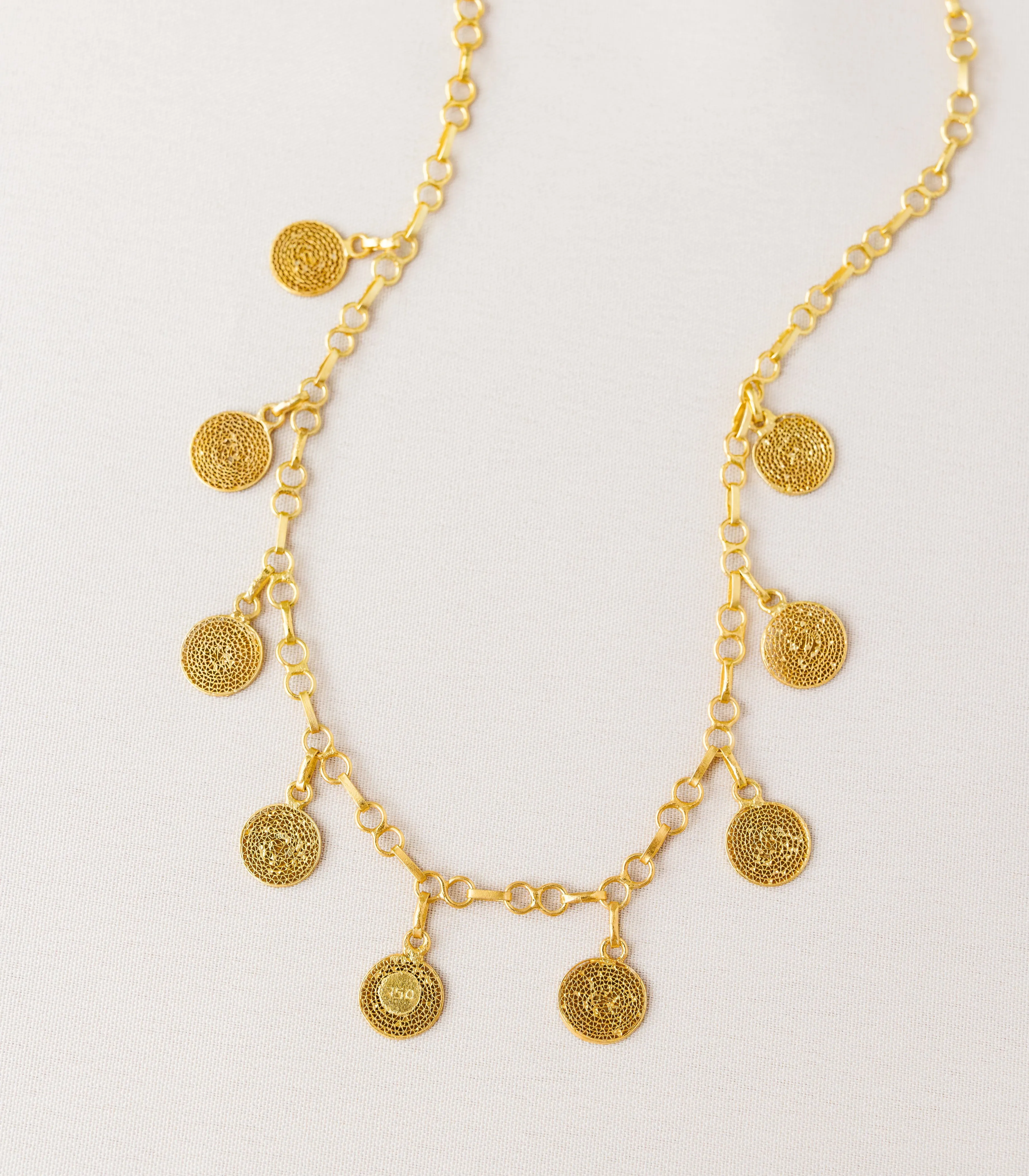 Dionne Gold Disc Charm Choker Necklace