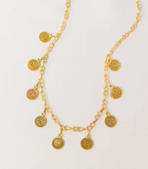 Dionne Gold Disc Charm Choker Necklace