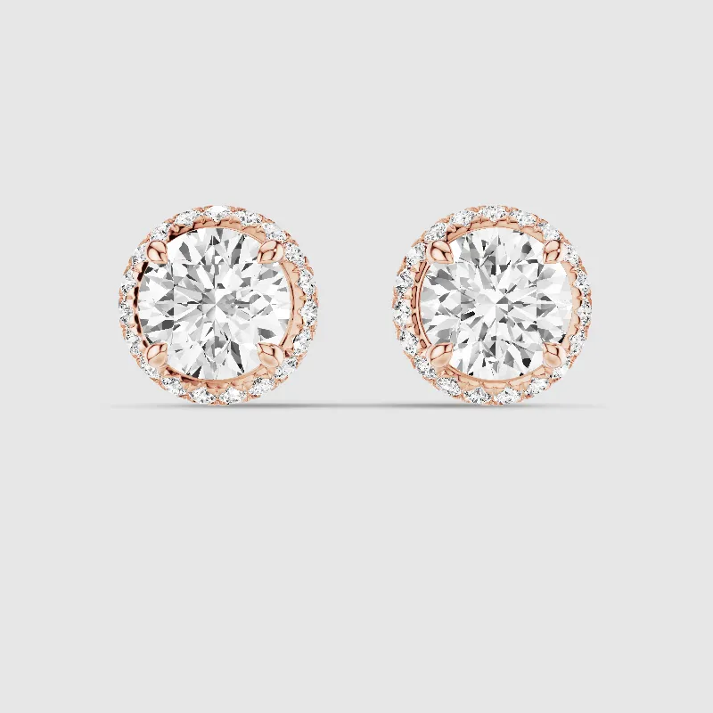 Donut Halo Lab Grown Diamond Studs-Round