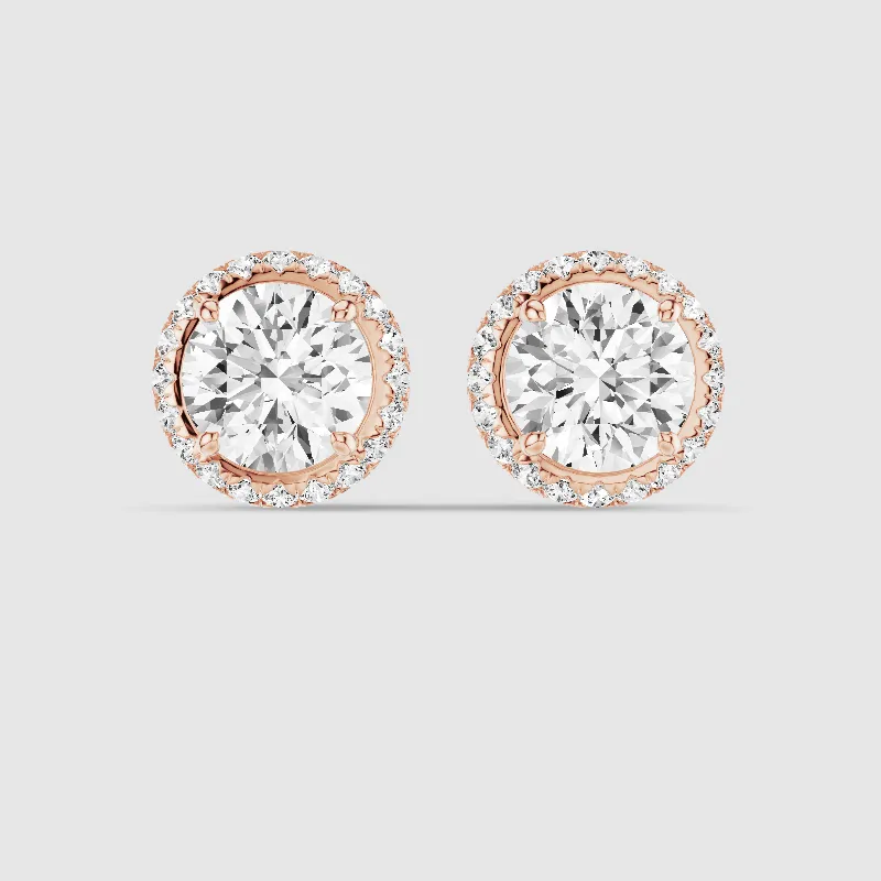 Donut Halo Lab Grown Diamond Studs-Round