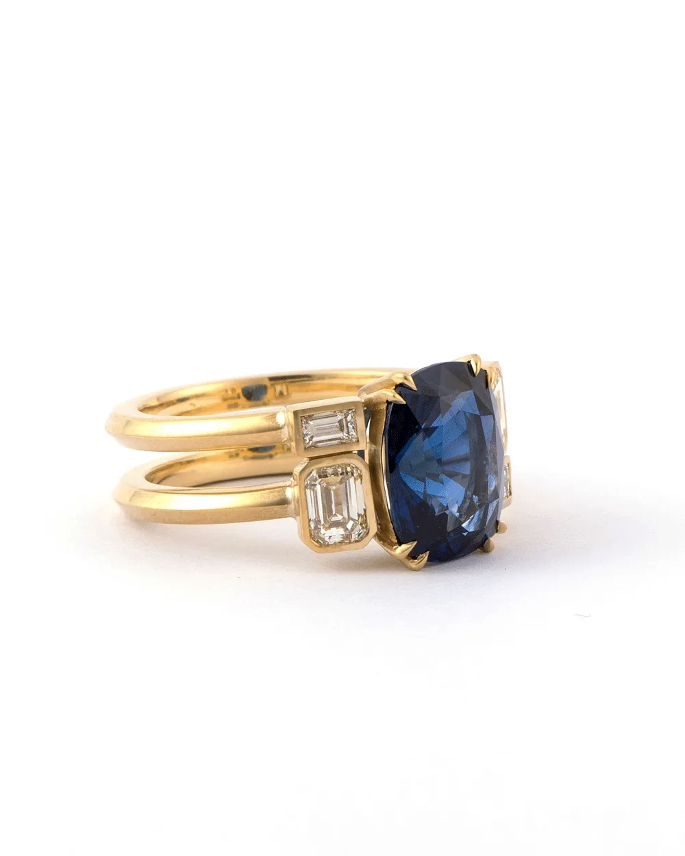 Double Sapphire and Diamond Ring