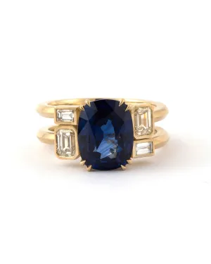 Double Sapphire and Diamond Ring