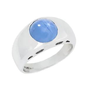 Edwardian Platinum Star Sapphire Flush Mount Ring