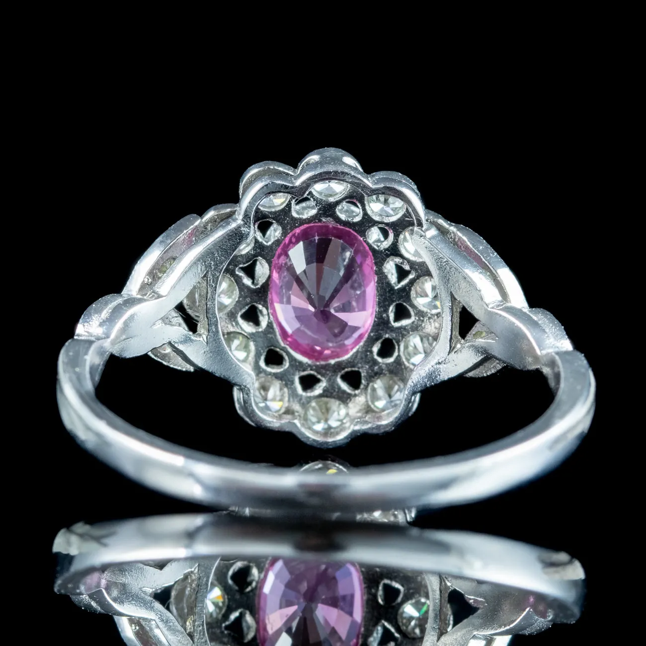 Edwardian Style Pink Sapphire Diamond Daisy Cluster Ring 0.60ct Sapphire