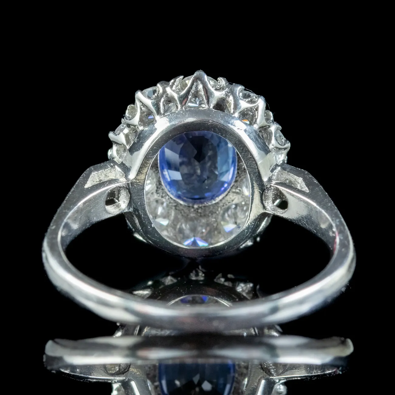 Edwardian Style Sapphire Diamond Cluster Ring 1ct Blue Sapphire