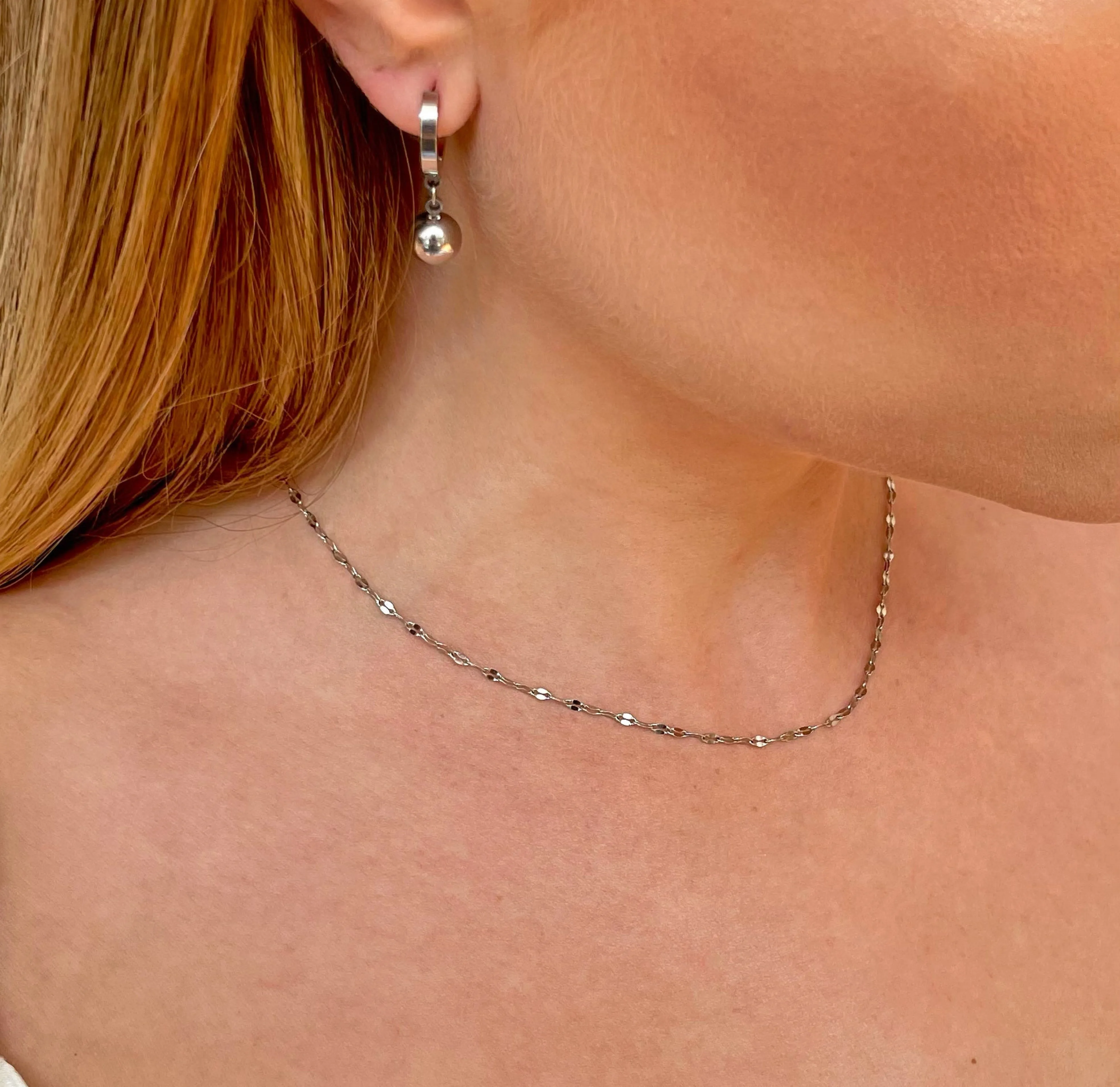 ELSIE SILVER DAINTY LACE CHAIN NECKLACE