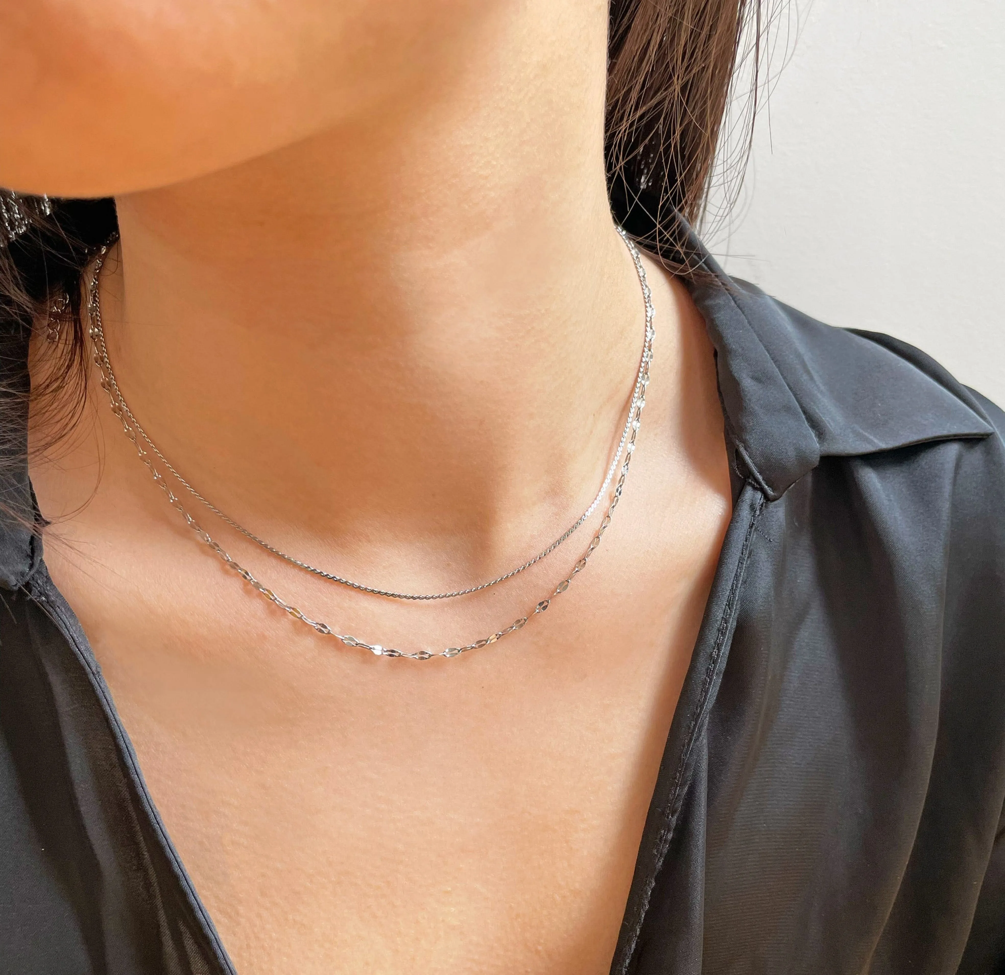 ELSIE SILVER DAINTY LACE CHAIN NECKLACE