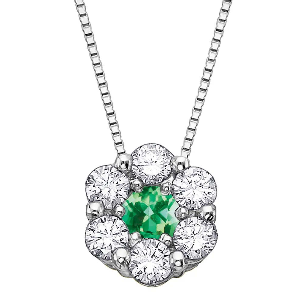 Emerald and Diamond Flower Pendant