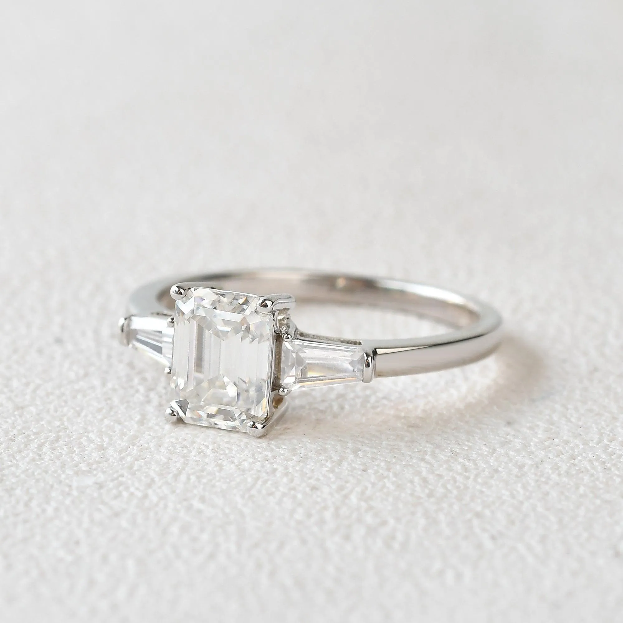 Emerald Cut Moissanite Vintage Ring