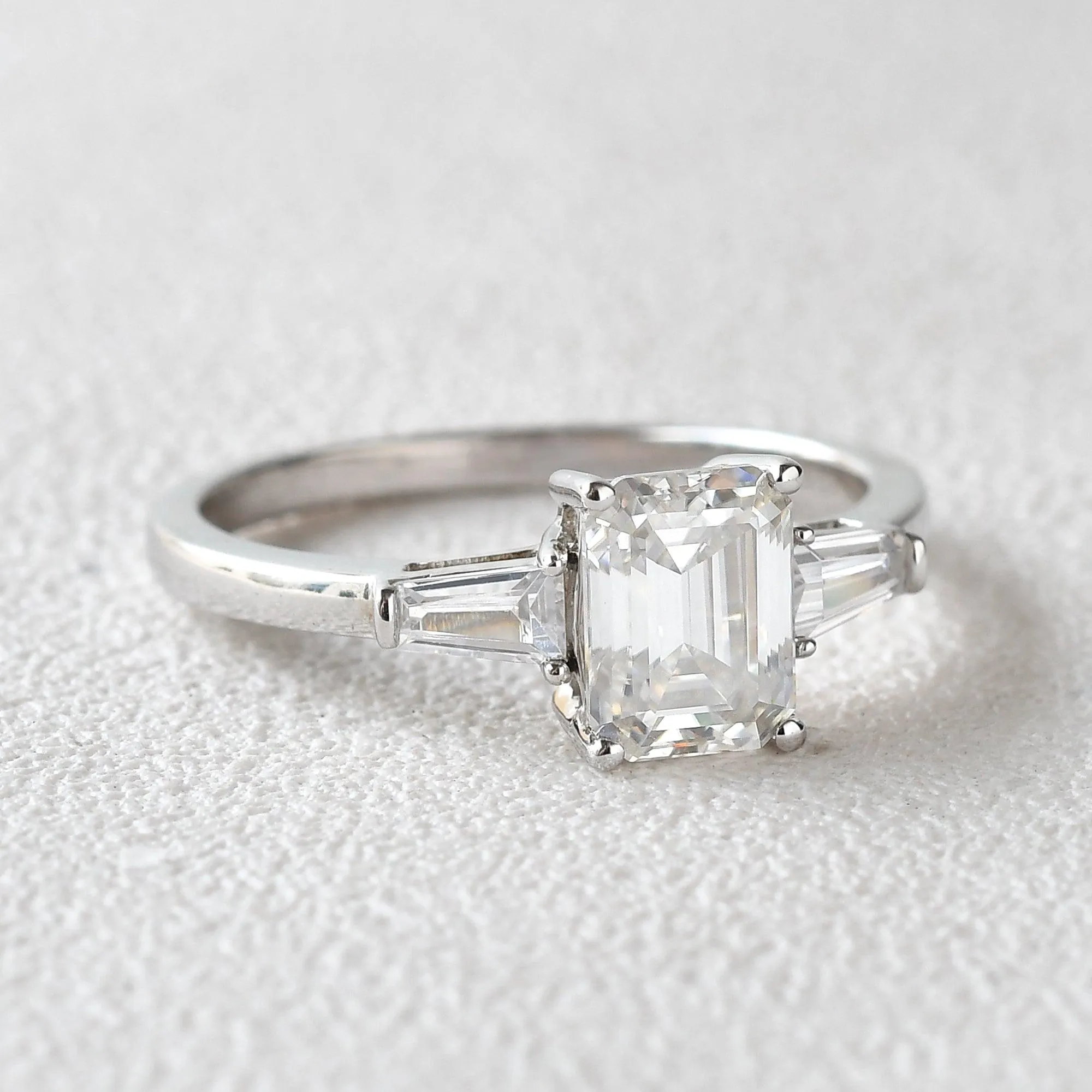 Emerald Cut Moissanite Vintage Ring