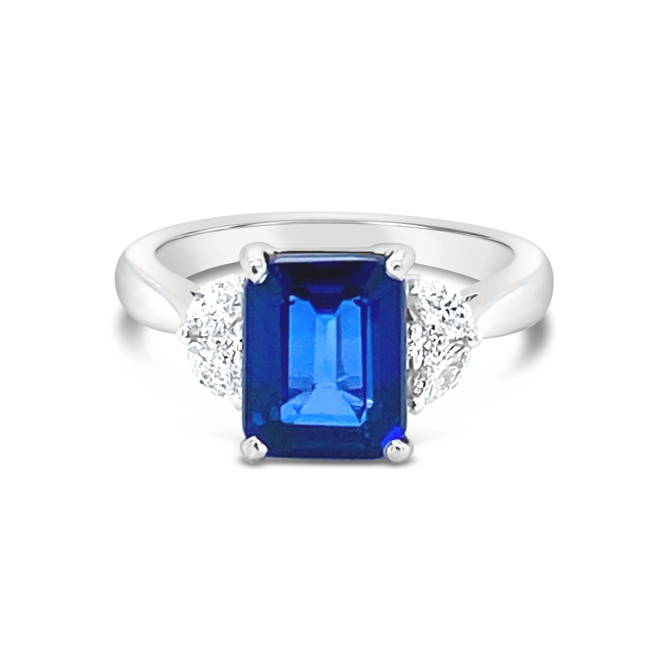 Emerald cut Sapphire & Diamonds "Kiara" Ring