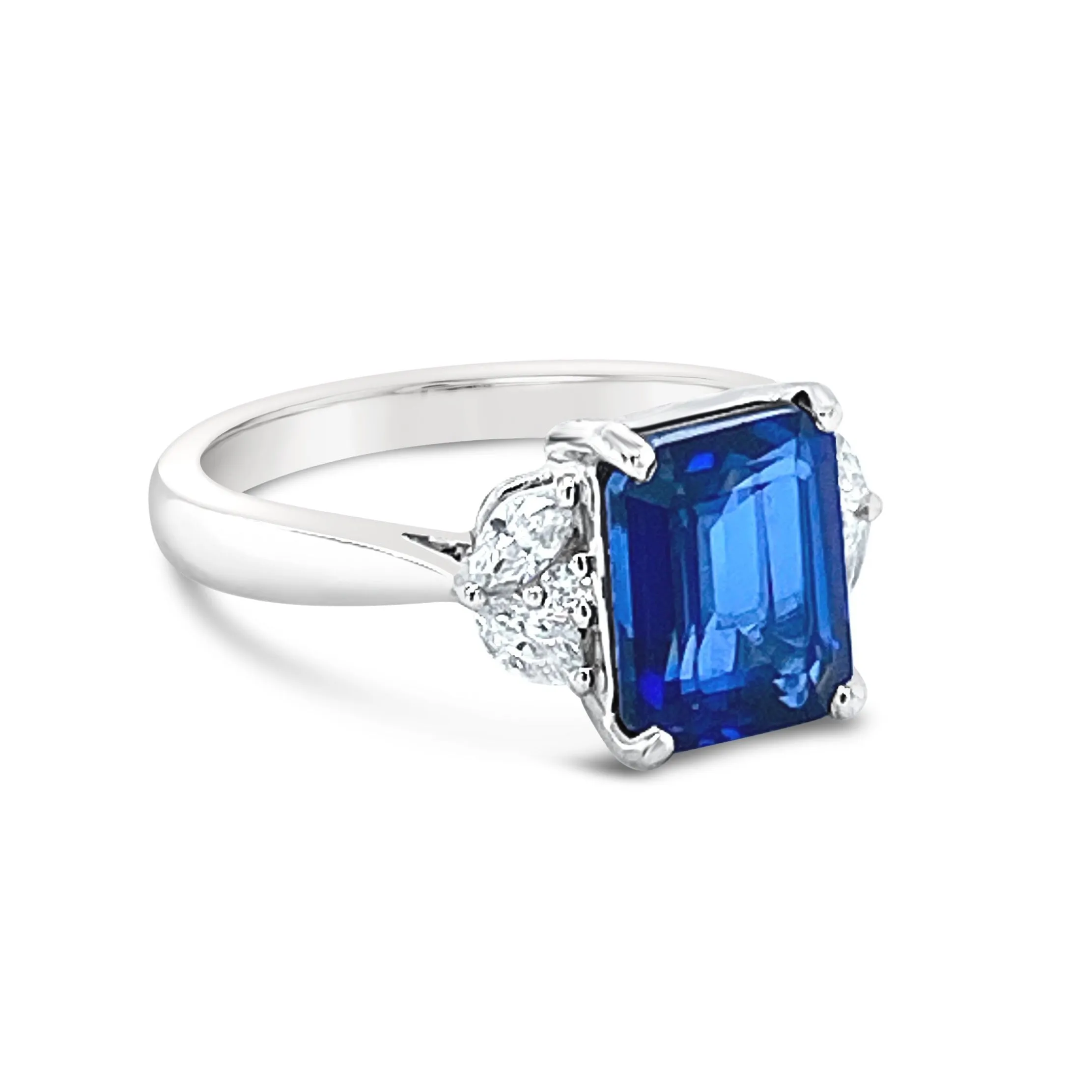 Emerald cut Sapphire & Diamonds "Kiara" Ring