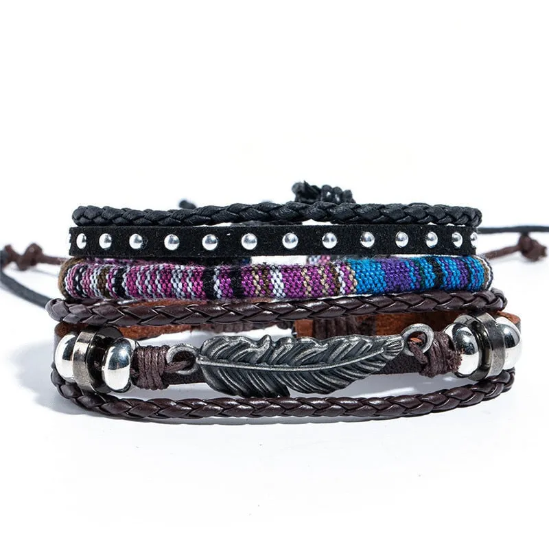 EXYNLON Retro Leather & Metal Men's Bracelet - Many Styles to Choose