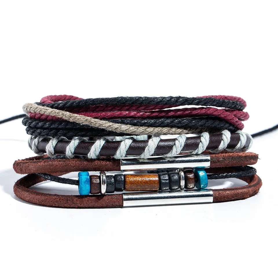 EXYNLON Retro Leather & Metal Men's Bracelet - Many Styles to Choose