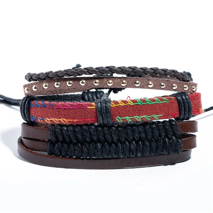 EXYNLON Retro Leather & Metal Men's Bracelet - Many Styles to Choose