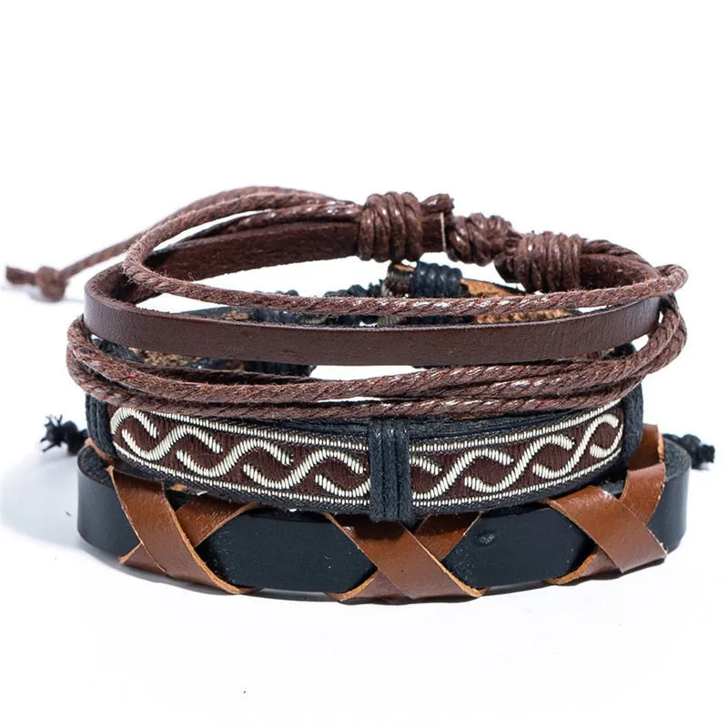 EXYNLON Retro Leather & Metal Men's Bracelet - Many Styles to Choose