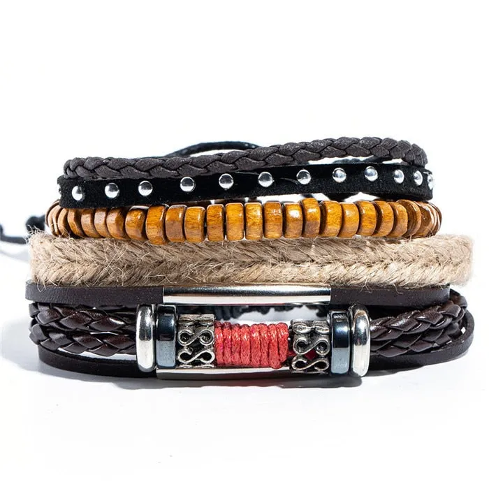 EXYNLON Retro Leather & Metal Men's Bracelet - Many Styles to Choose