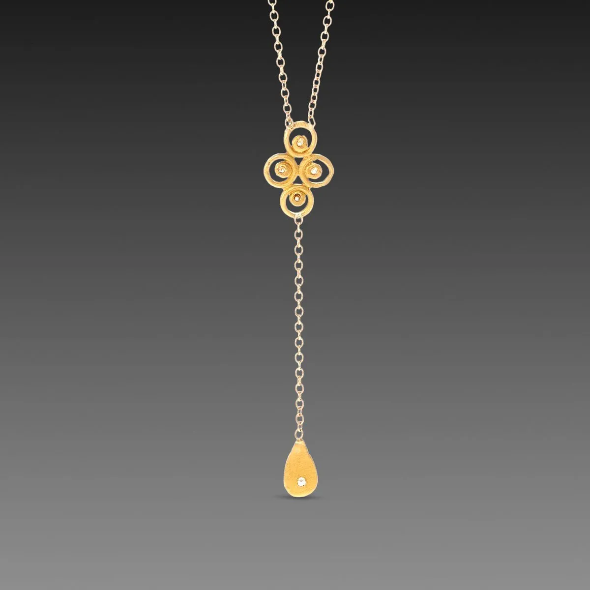 Filigree Necklace with Diamond Drop