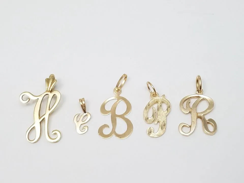 Five Lovely 14k Yellow Gold Initial Pendants/Charms