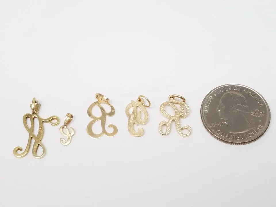 Five Lovely 14k Yellow Gold Initial Pendants/Charms