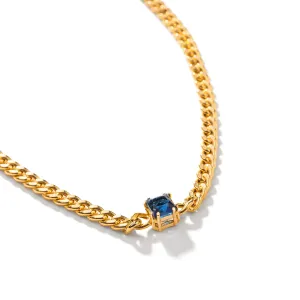 Floating Blue Sapphire Link Necklace