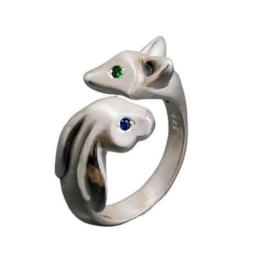 Fox and Bunny Ring in Sterling Silver