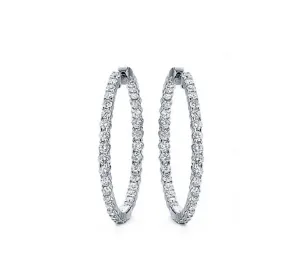 French Cut Diamond Hoops in White Gold