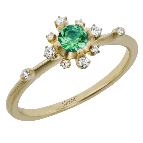 Garden Gemstone Ring In 18k Gold with Diamonds