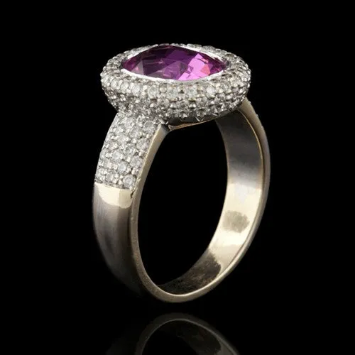 GIA 4.00 Carat Pink Sapphire & Diamond 18Kt Ring