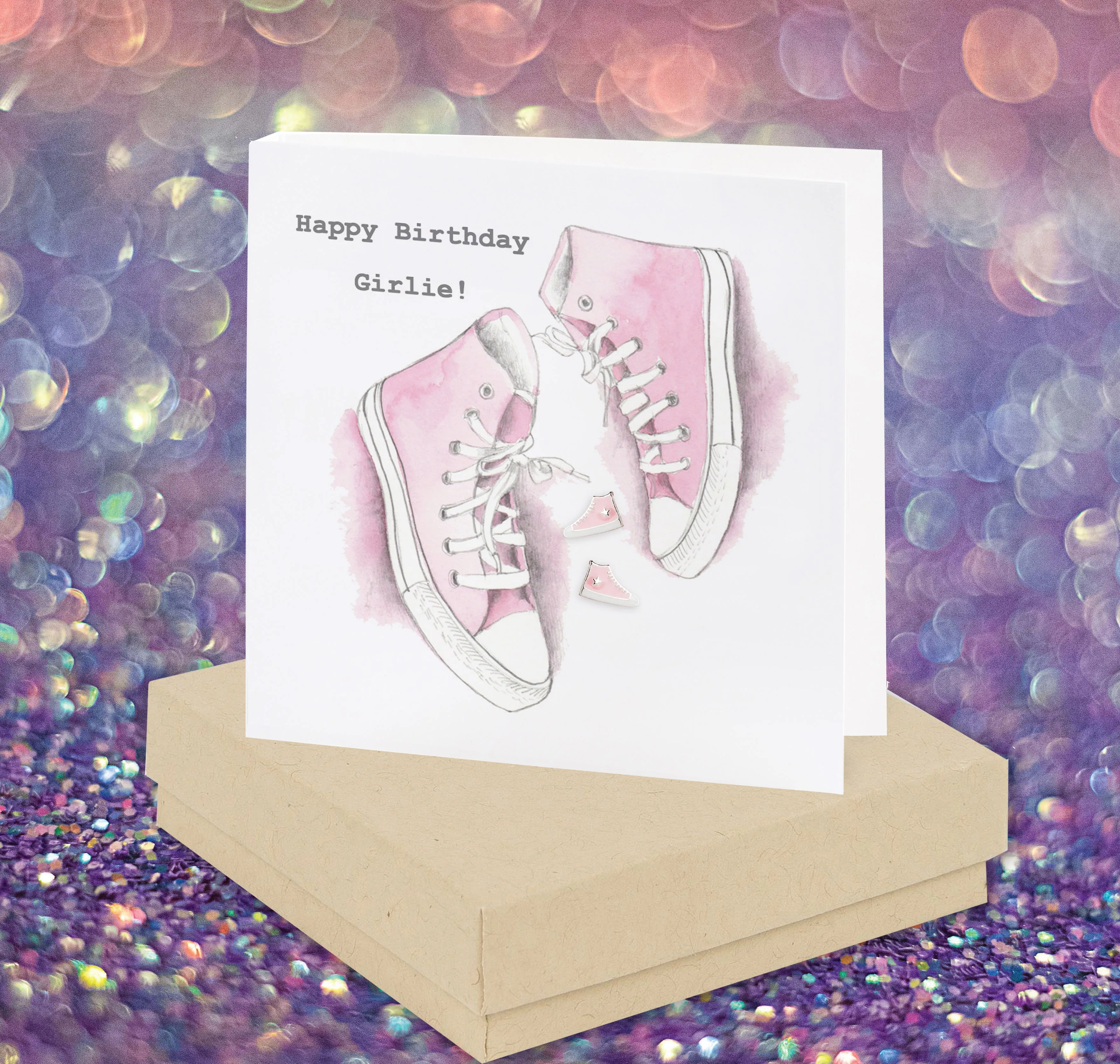 Girlie Converse Sterling Silver Stud Earrings in a Box - Perfect Gift for Her Birthday