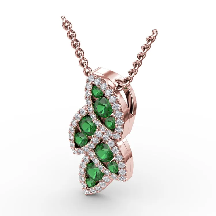 Glam Galore Emerald and Diamond Leaf Pendant