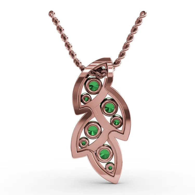 Glam Galore Emerald and Diamond Leaf Pendant