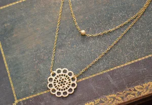 Gold double strand lace necklace