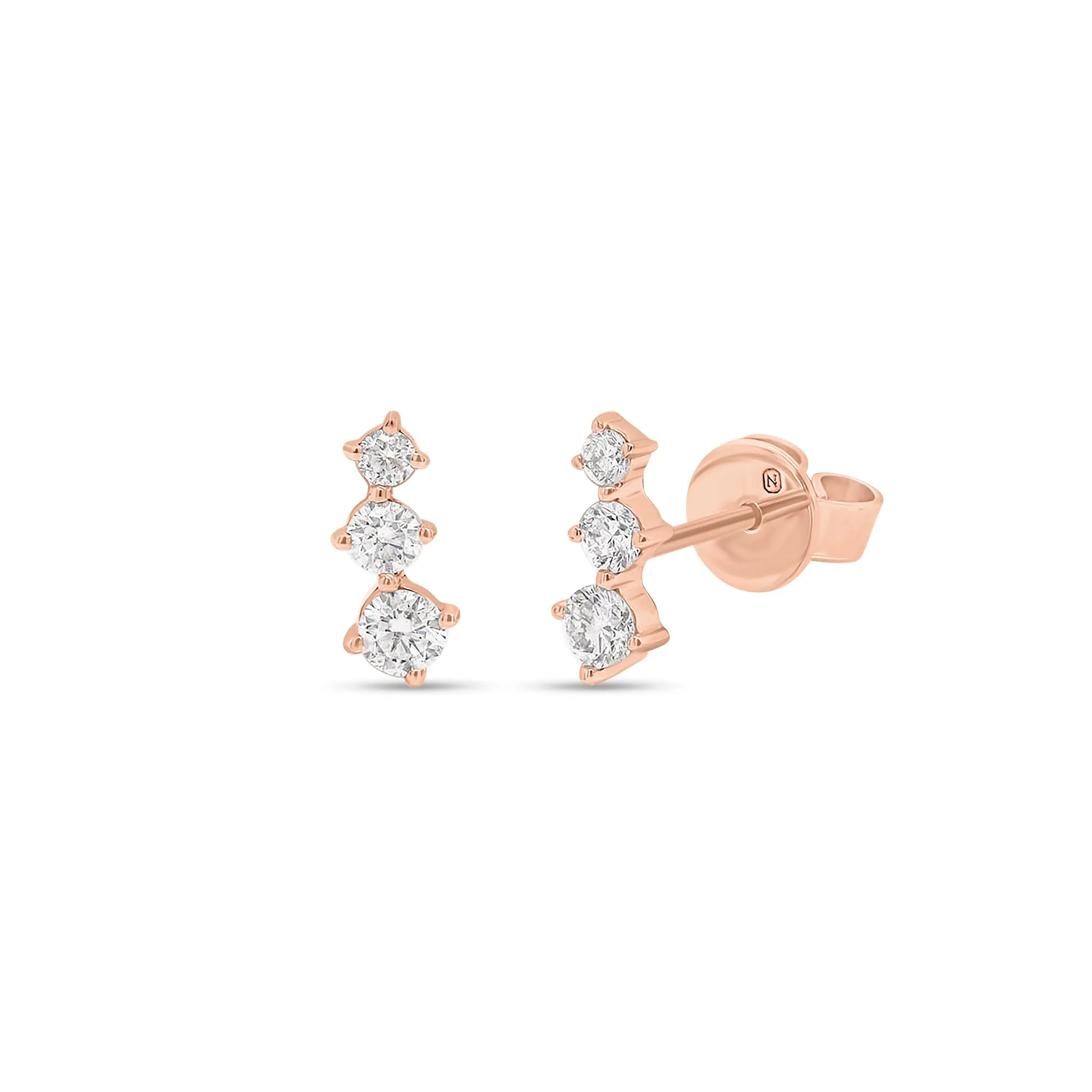 Graduated Diamond Trio Crawler Stud Earrings