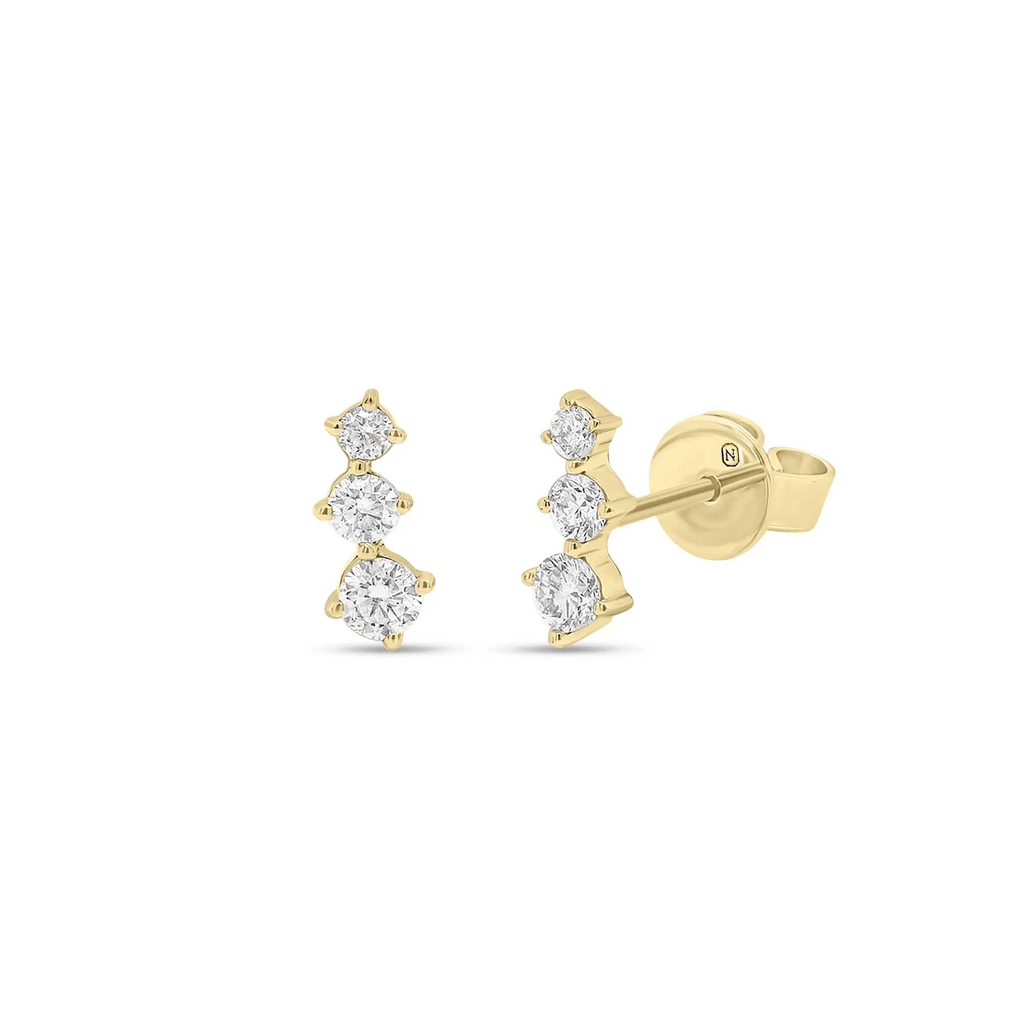 Graduated Diamond Trio Crawler Stud Earrings