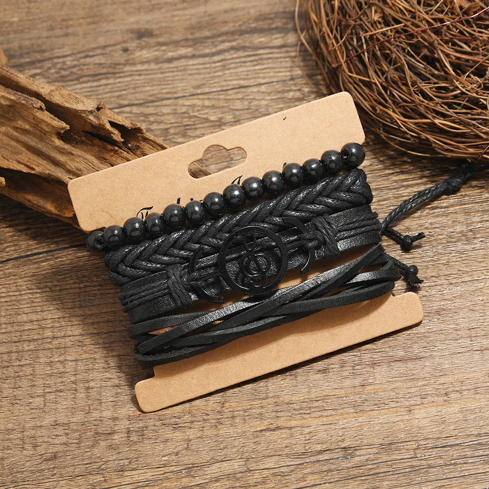 Hair Alloy Note Vintage Cowhide Bracelet Men