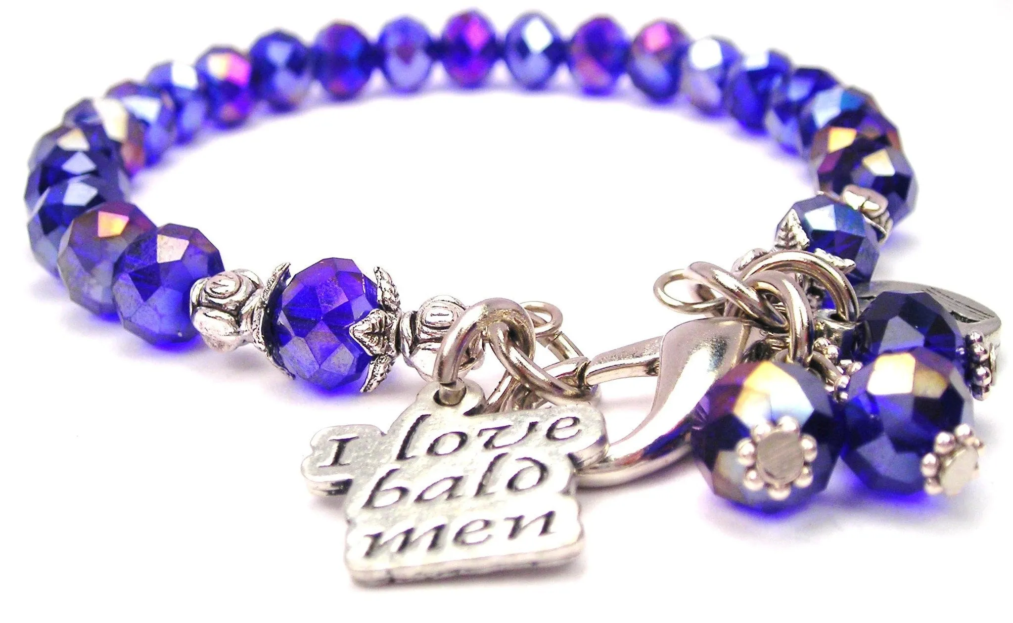 I Love Bald Men Splash Of Color Crystal Bracelet