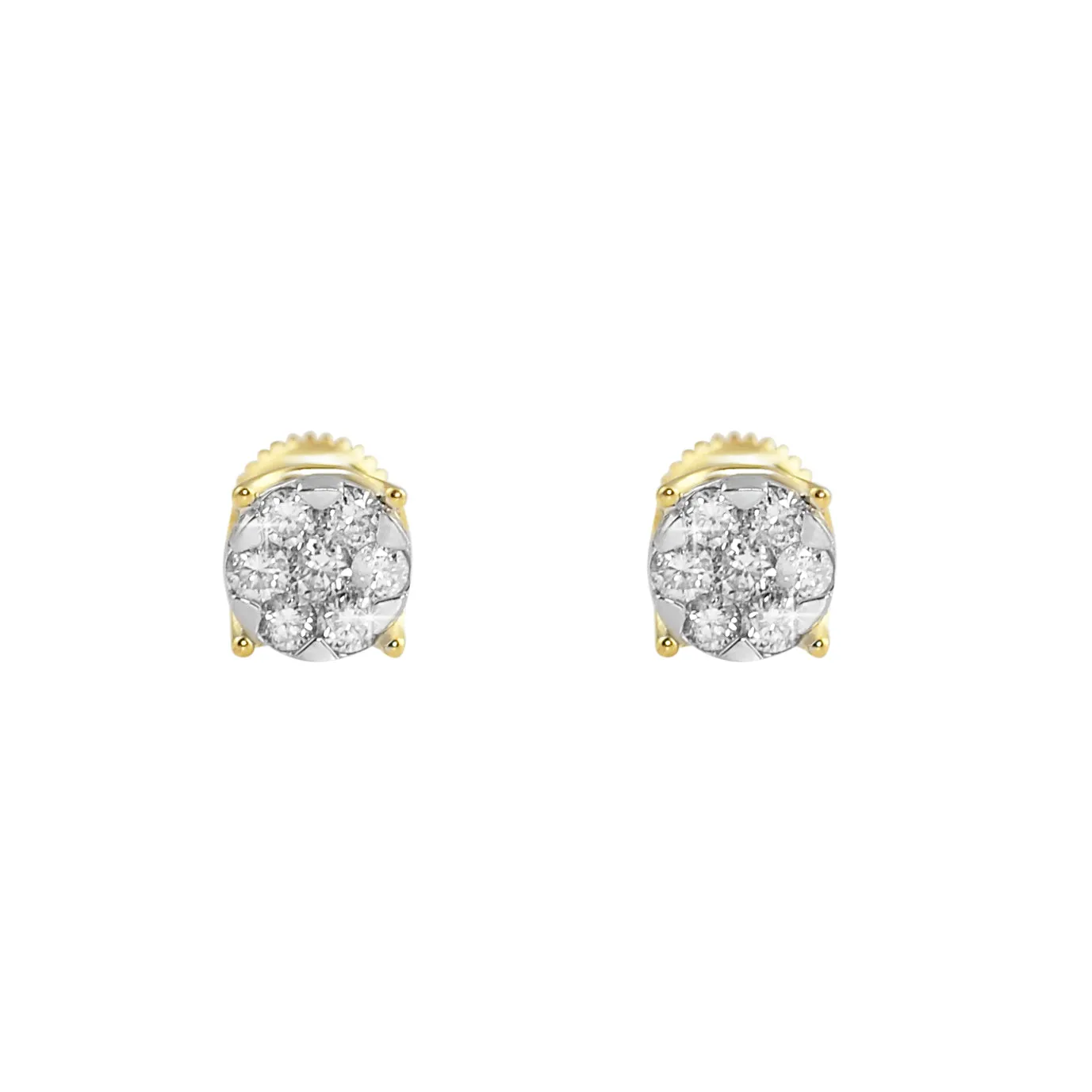 Illusion Stud Diamond Earrings .64cttw 10K Yellow Gold