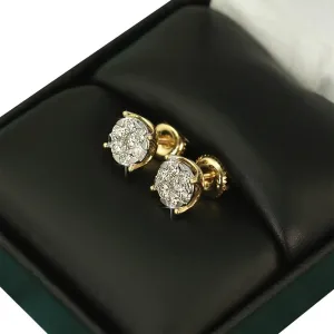 Illusion Stud Diamond Earrings .64cttw 10K Yellow Gold