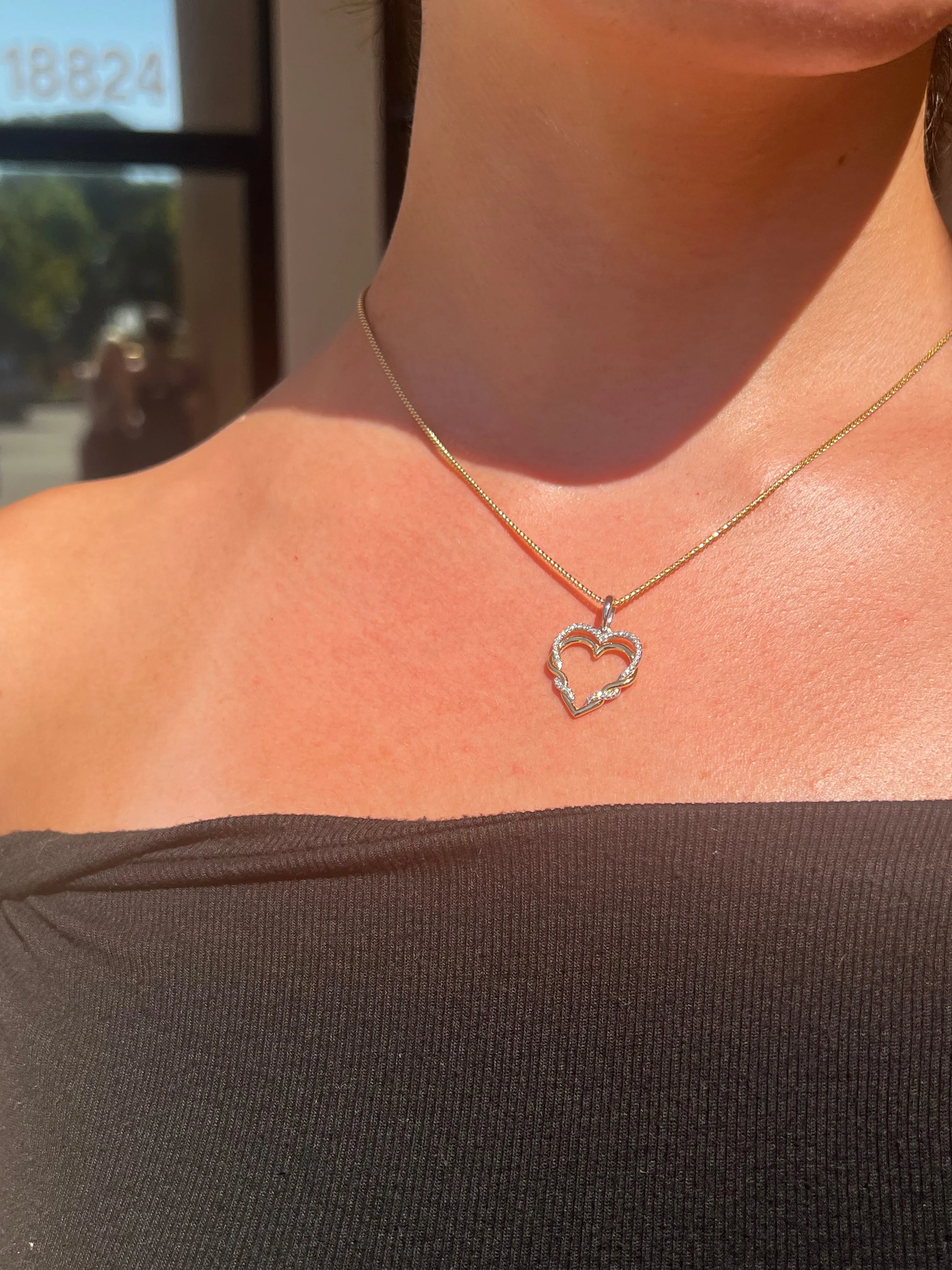 Intertwined Diamond Heart Pendant