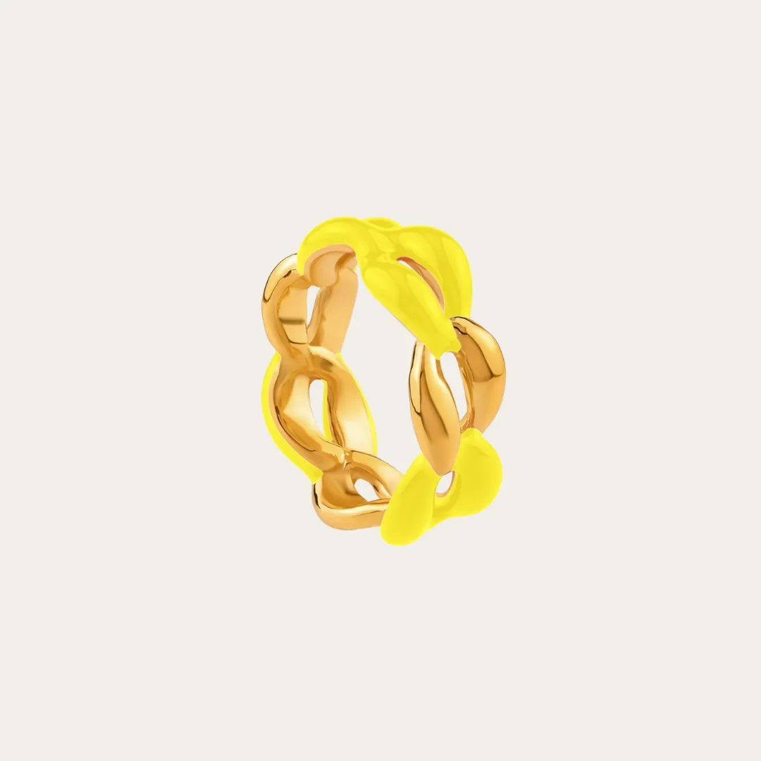 Juicy Enamel Gold Chain Link Ring