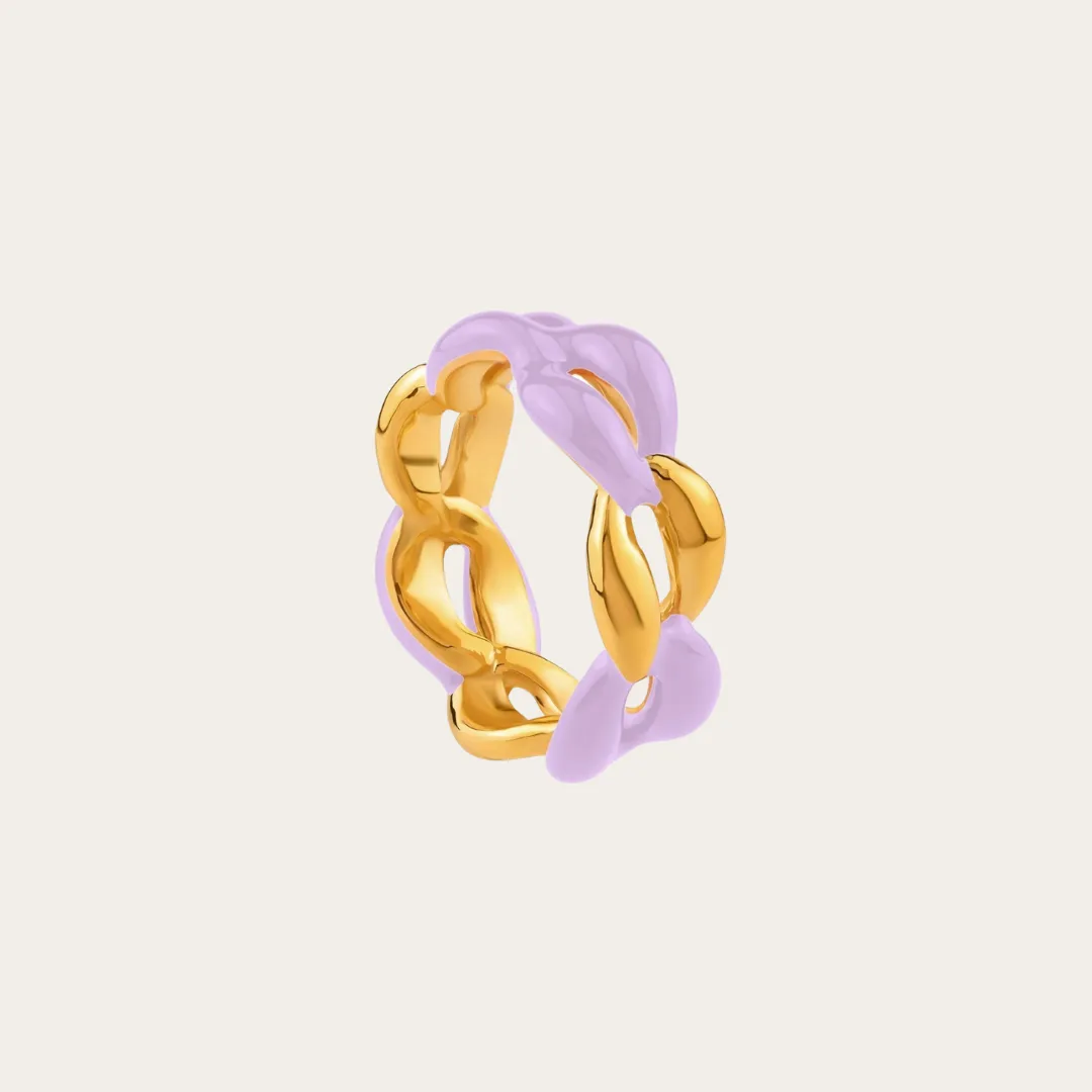 Juicy Enamel Gold Chain Link Ring