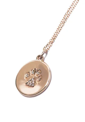 KC Designs 14KYG Diamond Satin Finish Paw Print Necklace