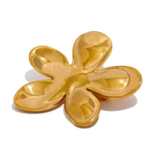 KESLEY Wholesale Stainless Steel Flower Metal Brooches Gold Silver