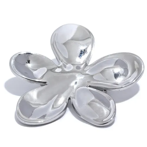 KESLEY Wholesale Stainless Steel Flower Metal Brooches Gold Silver