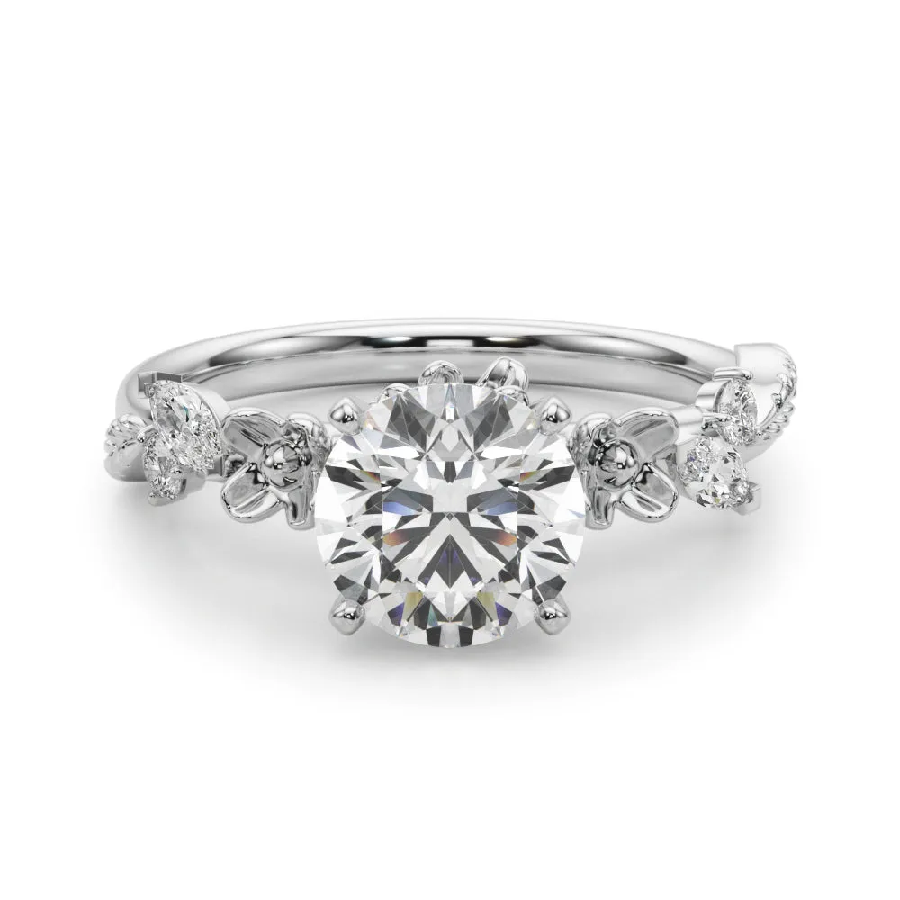 Ladies Sidestone Round Engagement Ring 51239