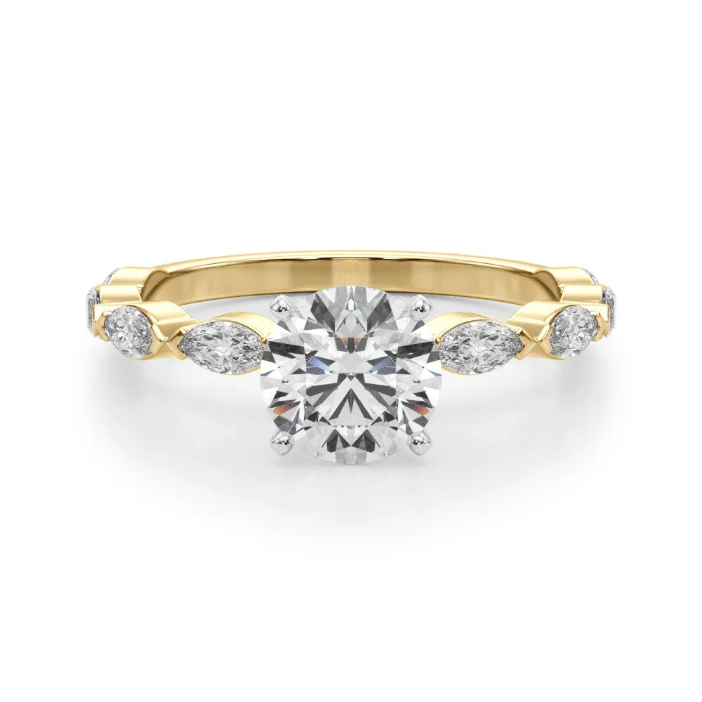 Ladies Solitaire With Marquise Sidestones Engagement Ring 51216