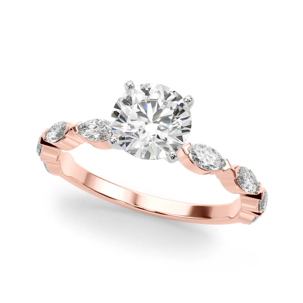 Ladies Solitaire With Marquise Sidestones Engagement Ring 51216