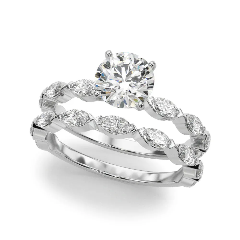 Ladies Solitaire With Marquise Sidestones Engagement Ring 51216