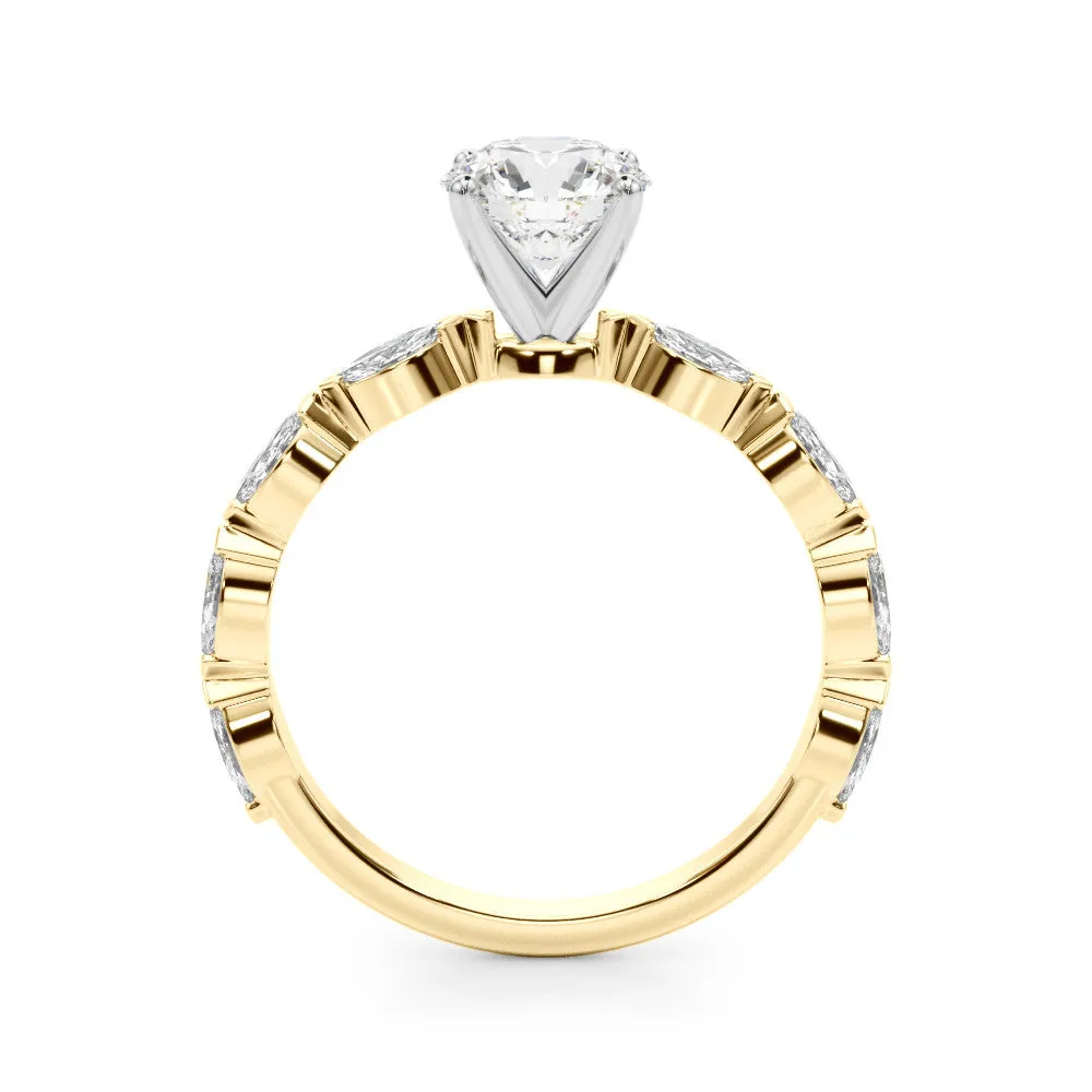 Ladies Solitaire With Marquise Sidestones Engagement Ring 51216